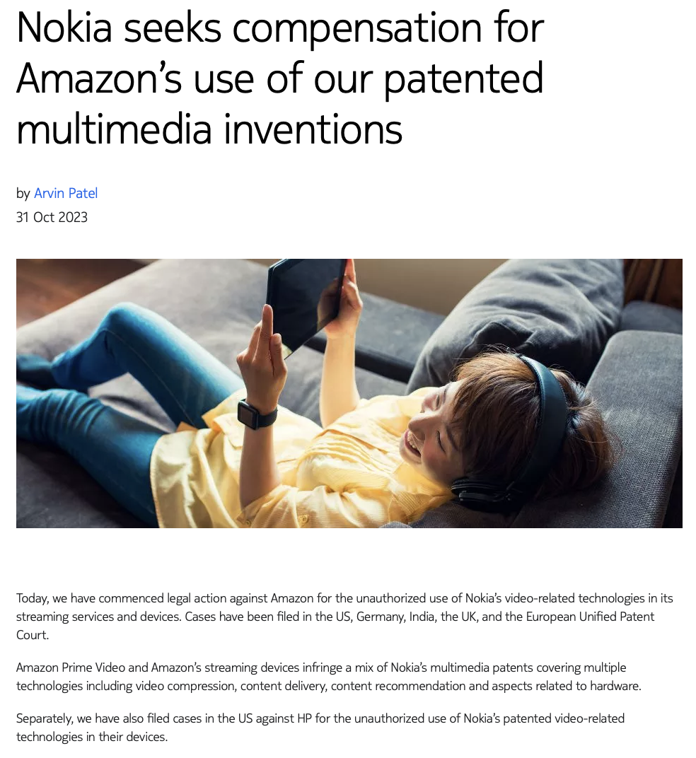 星欧平台:诺基亚宣布与惠普签订专利许可协议,解决“视频流”诉讼纠纷